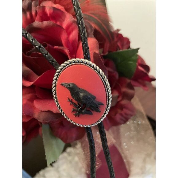 Steampunk Gothic Raven Black Crow  Xmas Bolo Lariat Tie Y Necklace Southwestern - Picture 3 of 11